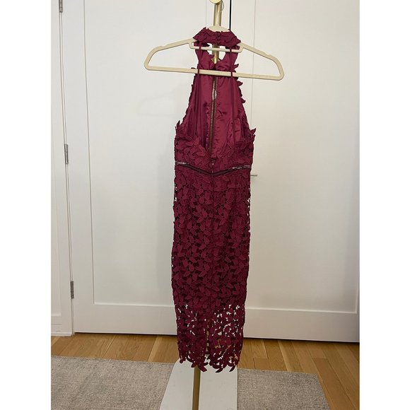 Bardot Gemma Halter Lace Sheath Dress Like New, Burgundy, Size XS - Picture 5 of 8